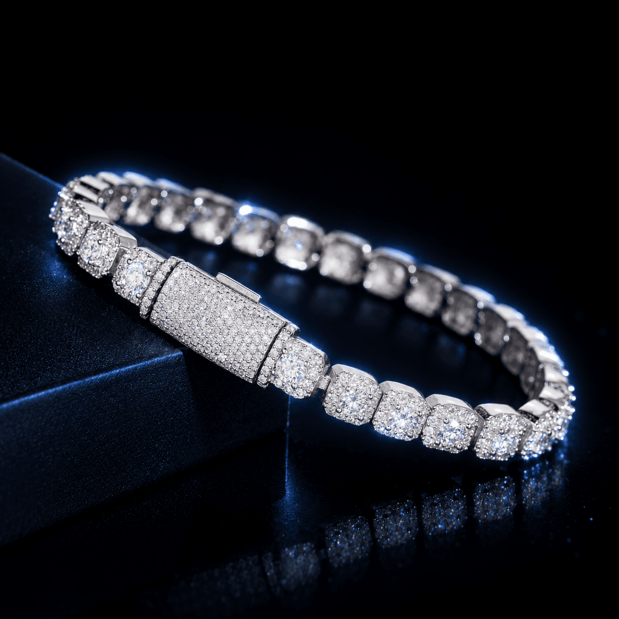 Iced Tennis náramek – moissanit, 925 stříbro